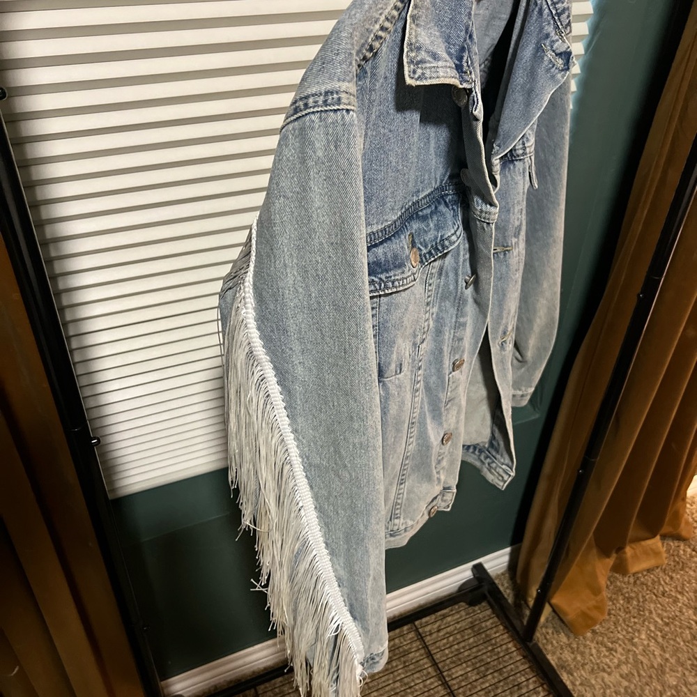 Bridal Jean Jacket with White Tassel Detailing